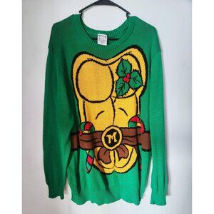 MENS Large TMNT Ninja Turtles MICHELANGELO knitted ugly Christmas sweater jumper